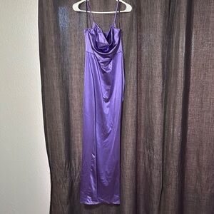 Purple Ruched Bustier Maxi Dress for Cocktail Night or homecoming